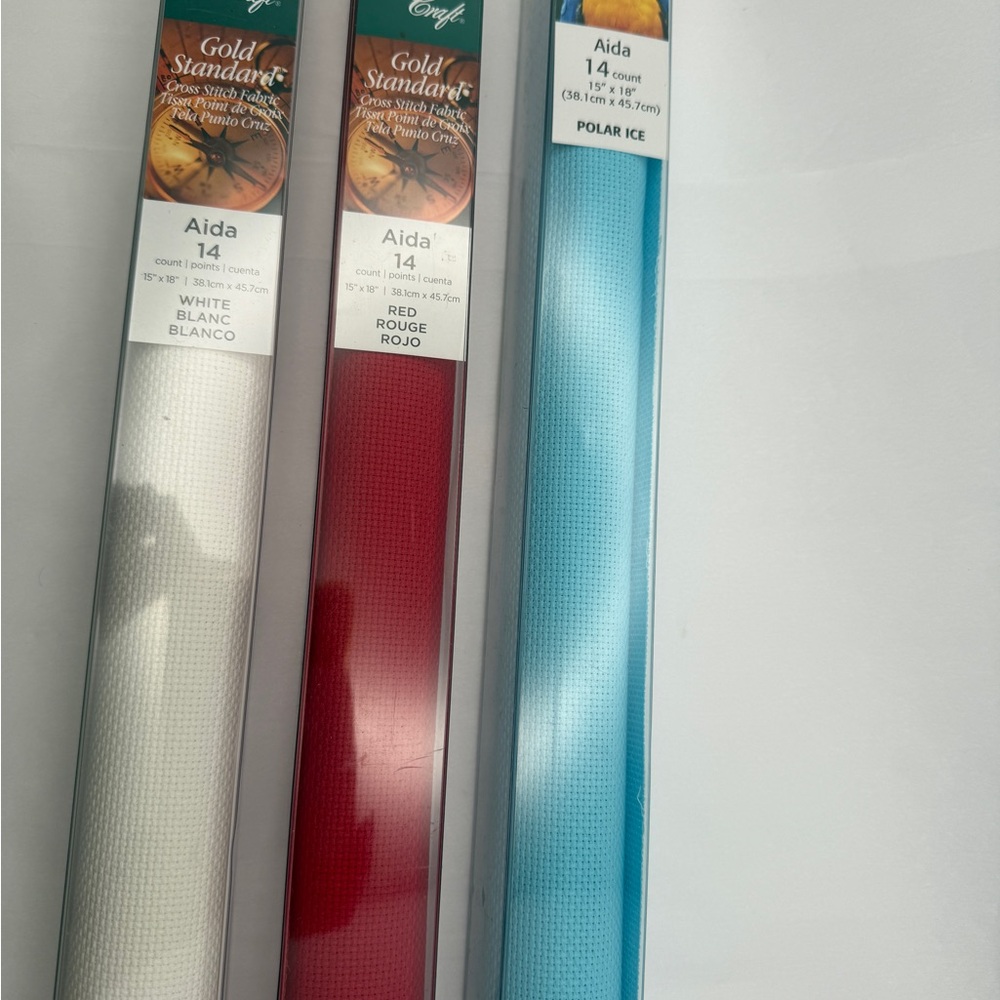 Craft Gold Standard Aida Fabric Set - White, Red, Blue